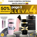 28 - 4 PERFUMES - DAMA Y CABALLERO + REGALOS  (Asad Lataffa + Bulgari, Yara Lattafa + Good Blush + Perfumeros)