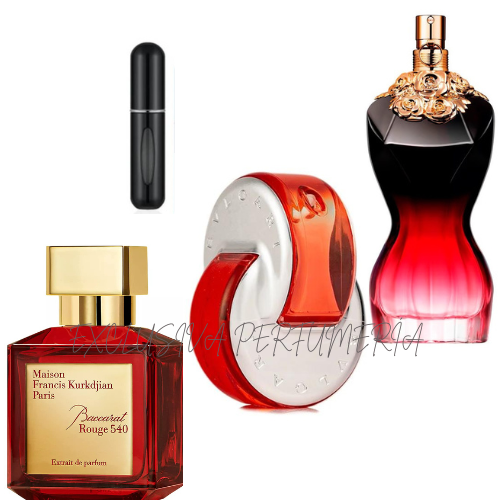 0076- KIT 3 PERFUMES + RAGALO (Omnya coral+baccarat+jean Paul la+perfumero)