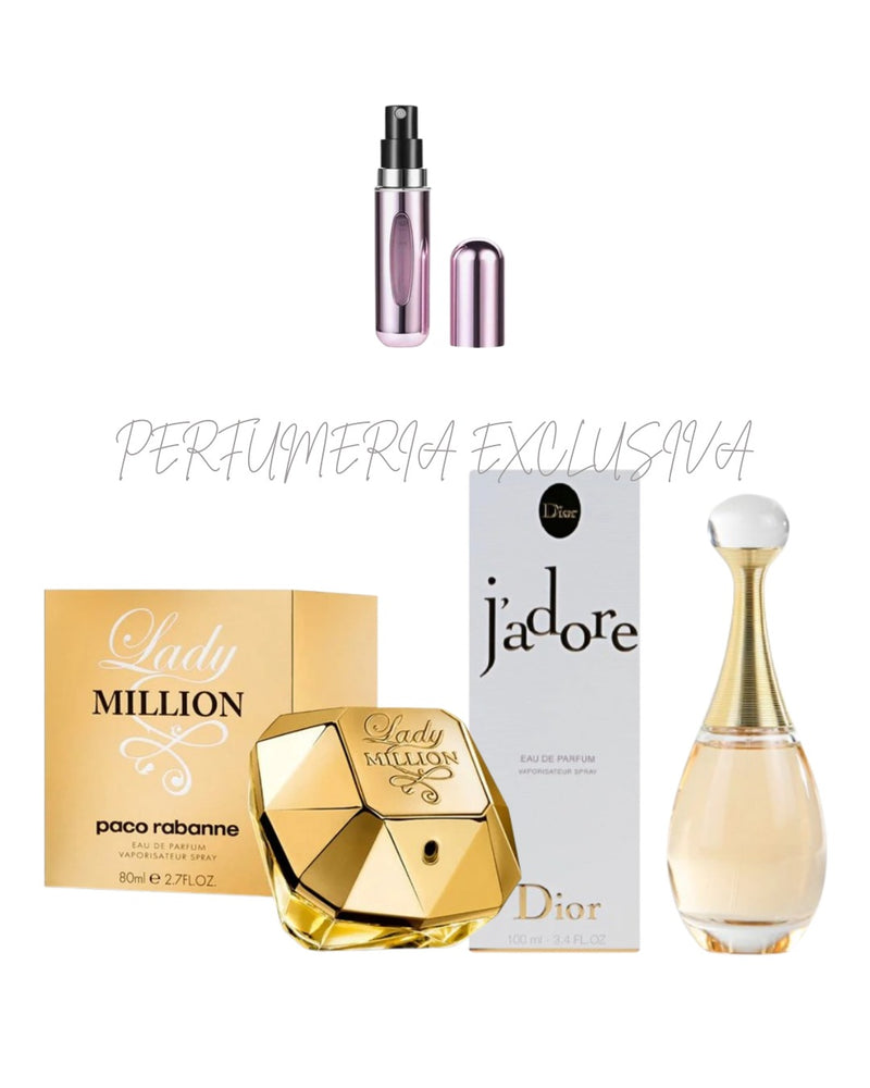 0214 - 2 PERFUMES + 1 REGALO (Lady millón +jadore+perumero