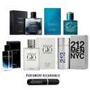 03 -5 PERFUMES + 1 REGALO (212 - sauvage - Bleu - Versace - acqua de dior + perfumero)