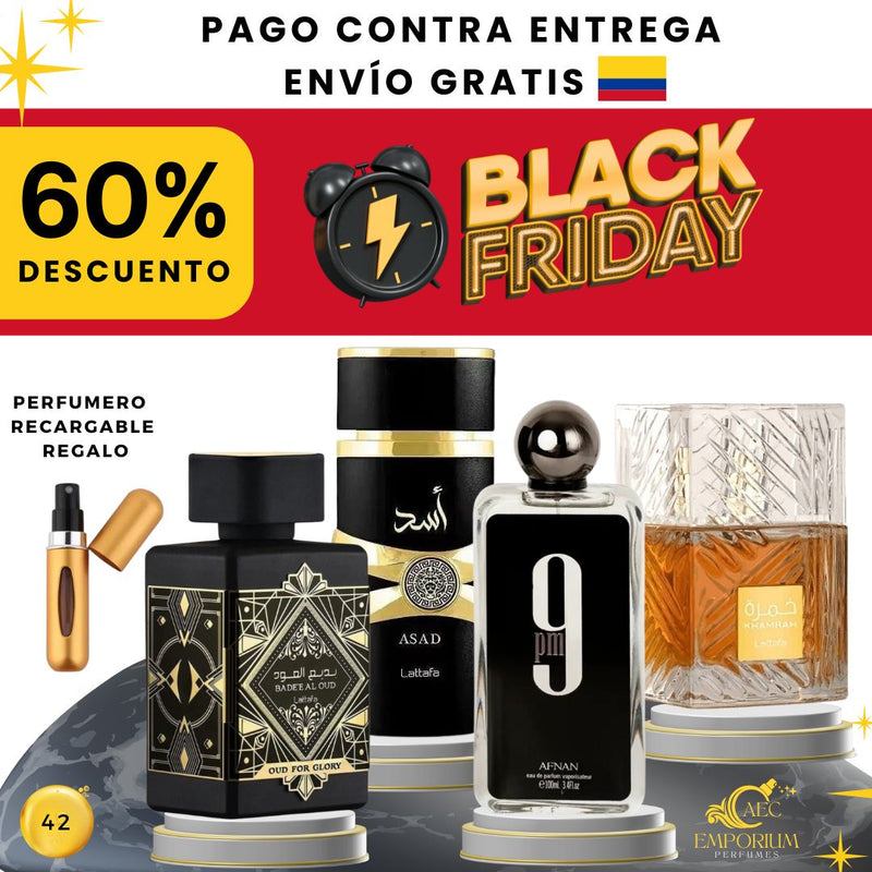 42 - 4 PERFUMES + 1 REGALOS (Asad+khamrah+Oud for Glory+ (pm+1 perfu)