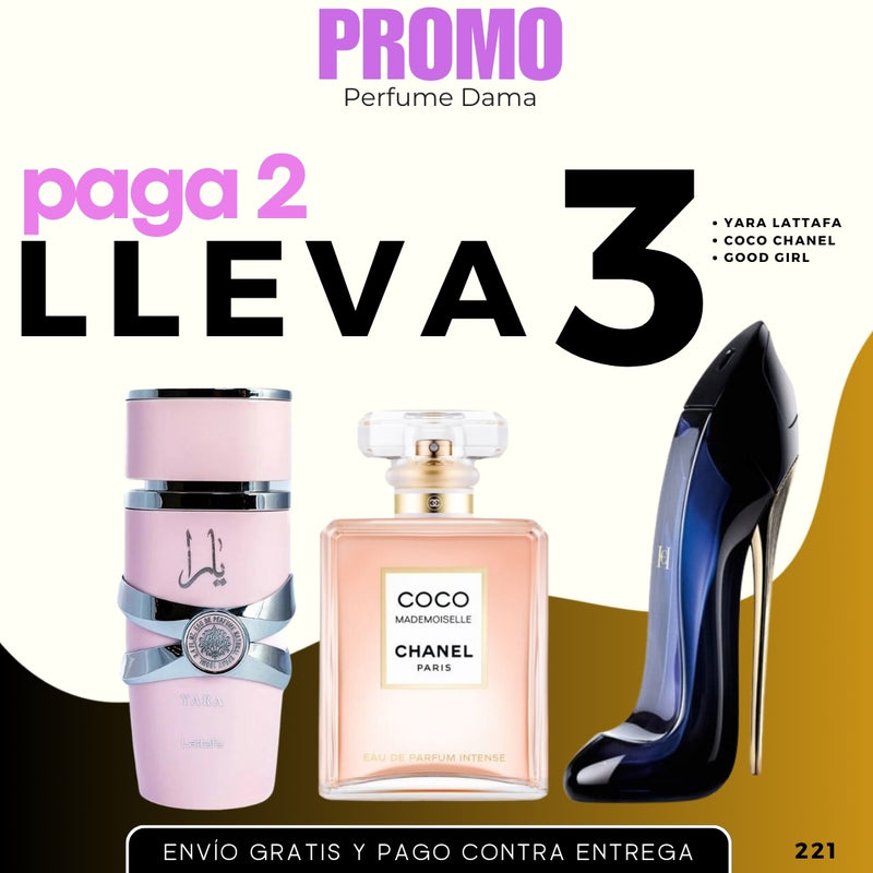 0221 - 3 PERFUMES  ( Yara, Good girl, Coco chanel)