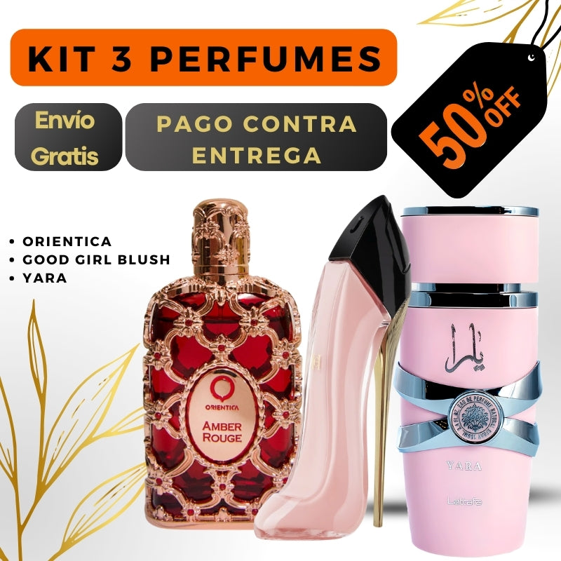 0022 - KIT 3 PERFUMES + REGALO (Orientica + Goodgirlblush + Yara)