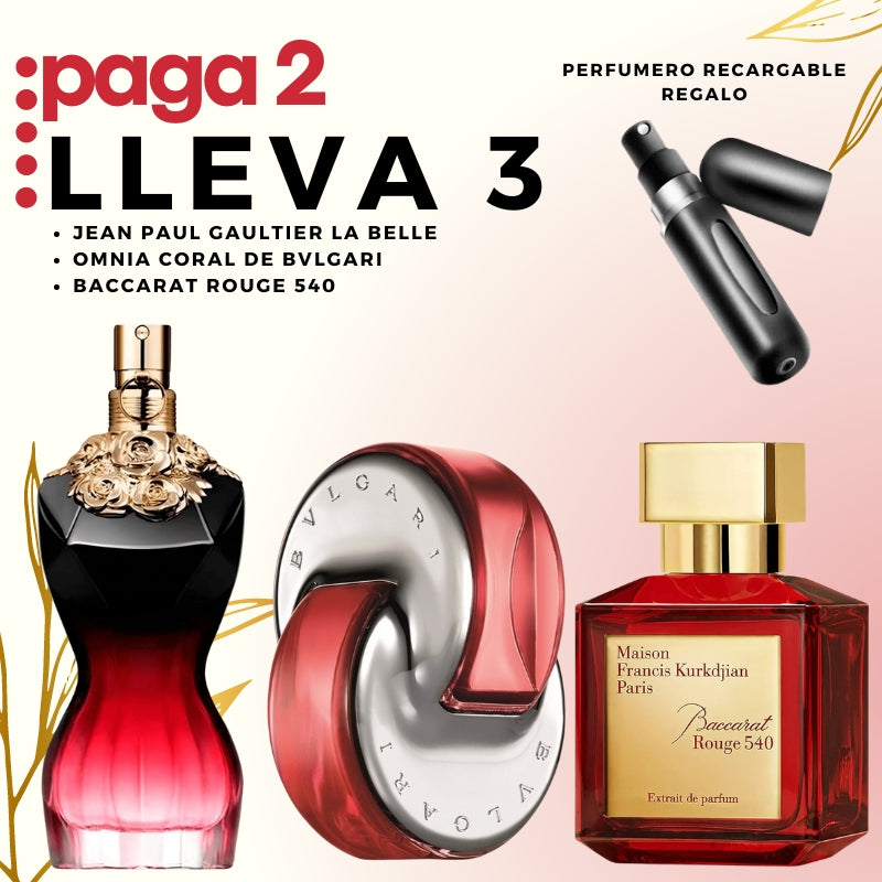 0076- KIT 3 PERFUMES + RAGALO (Omnya coral+baccarat+jean Paul la+perfumero)