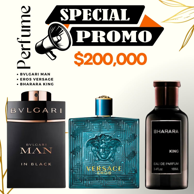 0086 - 3 PERFUME  - SUPER PROMO  (Eros + Bharara king + Bvlgari man)