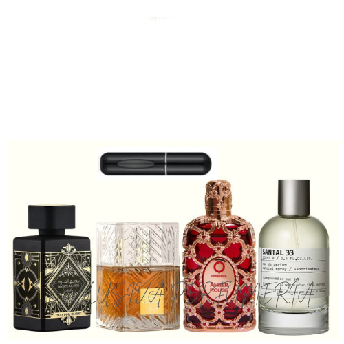 0165 4 PERFUMES +1 REGALO (Oud for glory+khamrah+amber+santal33)