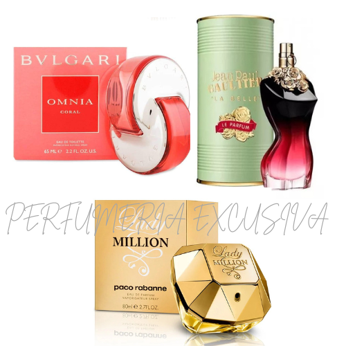 0177 - 3 PERFUMES + 1 REGALO (Jean La Belle - Bvlgari  Omnia Coral - Lady)