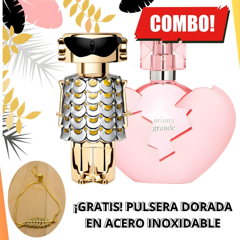 0003 - KIT 2 PERFUMES + REGALO (Thank U Next - Fame + Pulsera)